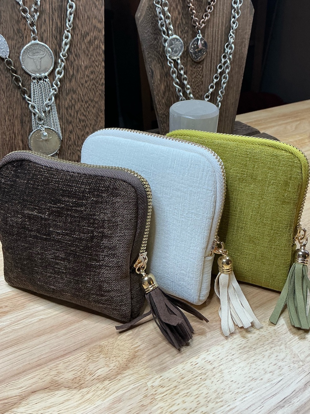 Jewelry Travel Pouches Colors Ivory, Chocolate, Peridot, Blue, Pink (price/ea) - Picture 2 of 5
